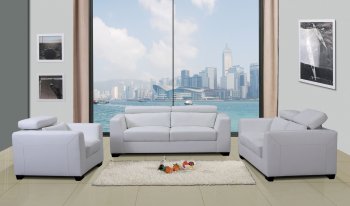 White Leather Modern Sofa & Loveseat Set w/Optional Chair [JMS-Shanghai-White]