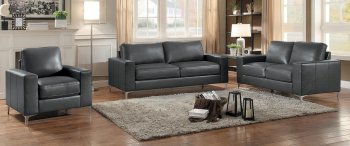 Iniko Sofa & Loveseat 8203GY Grey Leather Match by Homelegance [HES-8203GY Iniko]