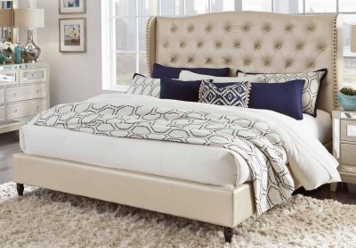 8856 Upholstered Bed in Champagne by Global w/Options