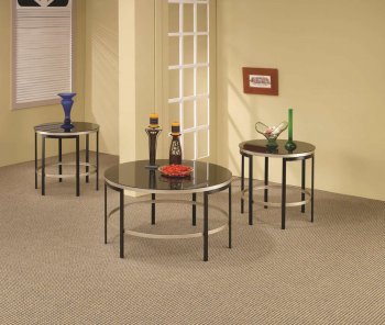 Silver Tone & Black Finish Modern 3Pc Coffee Table Set [CRCT-701385]