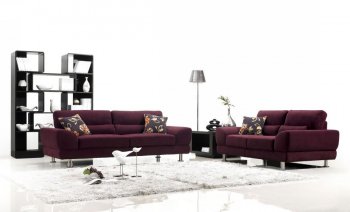 Purple Fabric Modern 3Pc Sofa Set w/Stainless Steel Legs [VGS-MB1005]