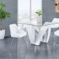 D9913BT Dining Set 5Pc White by Global w/D1067BS-WH Stools