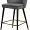 Cassie Counter Stool 793 Set of 2 Grey Velvet Fabric - Meridian