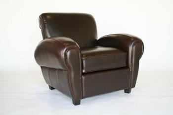 Dark Brown Finish Contemporary Leather Upholstered Club Chair [WICC-A-136-J001Dark Brown]