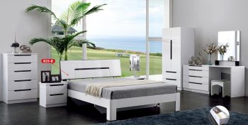 B25B Bedroom in White & Black High Gloss by Pantek w/Options [PKBS-B25B]