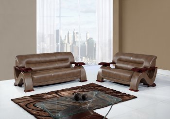 U2033-W Sofa in Walnut Bonded Leather by Global w/Options [GFS-U2033-W]