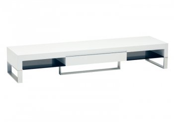 White High Gloss Laquer Finish Modern Media Unit w/Aluminum Legs [NVTV-Sapporo-3-HGCF127-White]