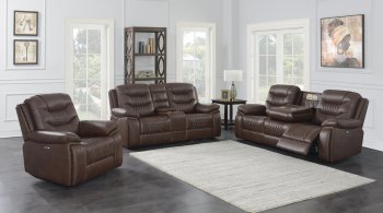 Flamenco Power Motion Sofa 610201P in Brown by Coaster [CRS-610201P Flamenco]