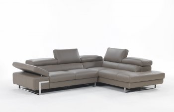 Briana 8035 Sectional Sofa in Grey Genuine Leather [IDSS-8035-QS-Briana]