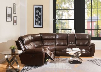 Lonna Recliner Sectional Sofa 53695 in Brown by Acme w/Options [AMSS-53695-Lonna Brown]