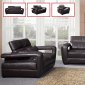 Brown Full Leather Contemporary Sofa w/Adjustable Headrests