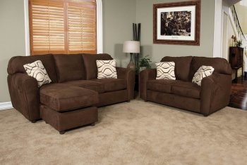 Sierra Chocolate Fabric Modern Loveseat & Sofa Set w/Options [CHFS-AC-8035-113-SierraChocolate]