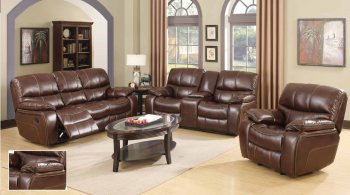 7732 Reclining Sofa in Burgundy Brown Leatherette w/Options [EGS-7732]