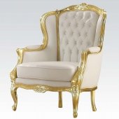 59144 Kassim Accent Chair in White PU by Acme w/Gold Tone Frame