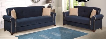 Irem Sofa Bed in Blue Microfiber by Rain w/Optional Items [RNSB-Irem Blue]