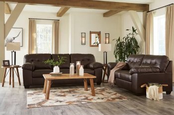 Donlen Sofa & Loveseat Set 59704 Chocolate Faux Leather - Ashley [SFAS-59704 Donlen]