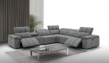 Beaumont Sectional Sofa in Dark Gray Leather by J&M [JMSS-Beaumont Dark Gray]