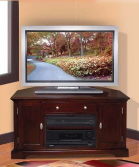 Dark Cherry Finish Contemporary Tv Stand With Cabinets