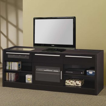 Cappuccino Finish Modern TV Stand w/Power Drawer [CRTV-700673]