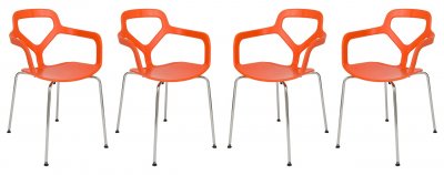 Carney Set of 4 Dining Chairs CC21OR in Orange by LeisureMod