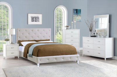 F9419Q 5Pc Bedroom Set in Light Grey Fabric by Poundex w/Options