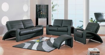 Modern Black Leather Living Room Set [GFS-770]