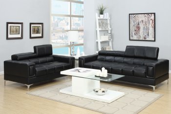 F7239 Sofa & Loveseat Set in Black Bonded Leather by Poundex [PXS-F7239]