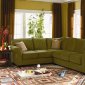 Olive or Tan Velvet Contemporary Sectional Sofa w/Rolled Arms