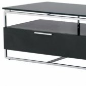 Black High Gloss Laquer Finish Modern Media Unit w/Glass Top