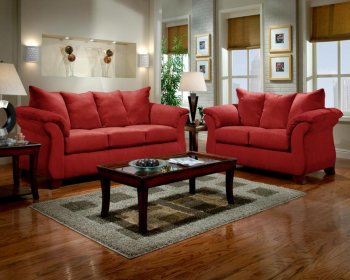 Red Fabric Modern Sofa & Loveseat Set w/Options [CHFS-V4-6700 Payton Red]