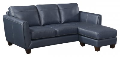 Anthony Sectional Sofa Chaise in Blue Leather Match