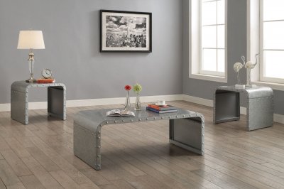 704348 Coffee Table in Galvanized Metal by Coaster w/Options