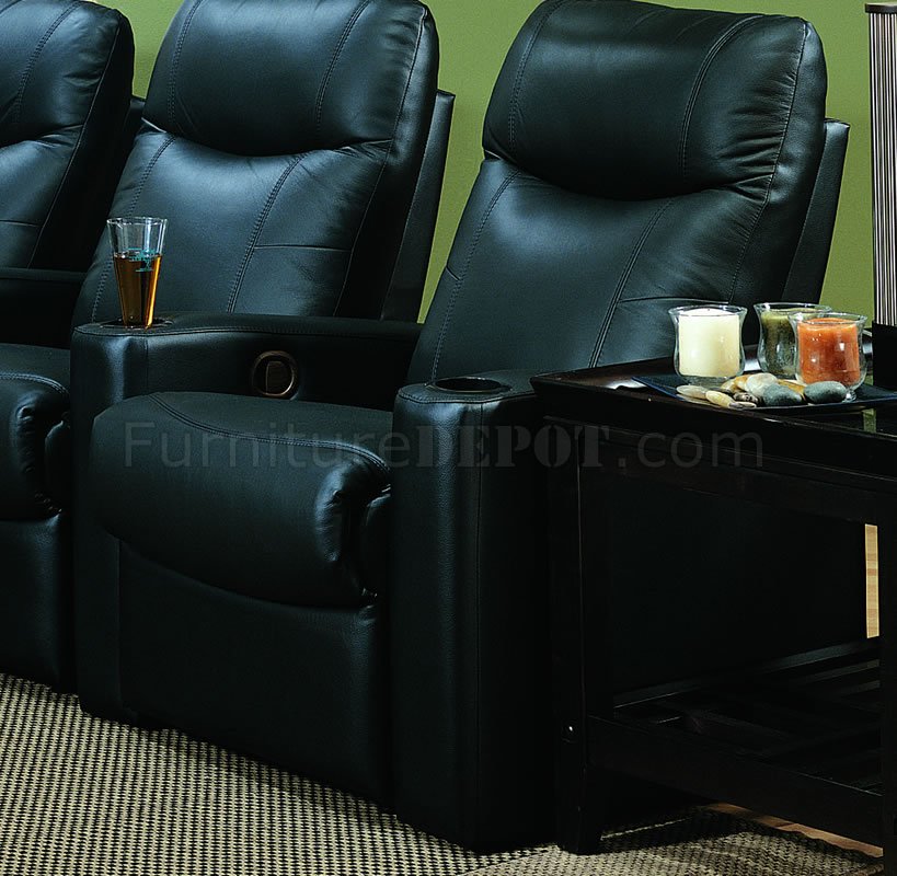 Black Leatherette Home Theater Recliner Seats W/Cup Holders