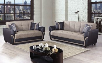 Star City Sofa Bed Convertible in Brown Fabric by Mobista [MTSB-Star City Brown]