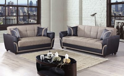 Star City Sofa Bed Convertible in Brown Fabric by Mobista