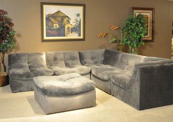 Bella Charcoal Fabric Modern Sectional Sofa w/Optional Ottoman [CHFSS-HS-799]