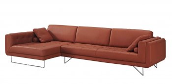 Hampton Sectional Sofa in Pumpkin Premium Leather by J&M [JMSS-Hampton Pumpkin]