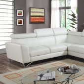 4023 Sectional Sofa in White Leatherette