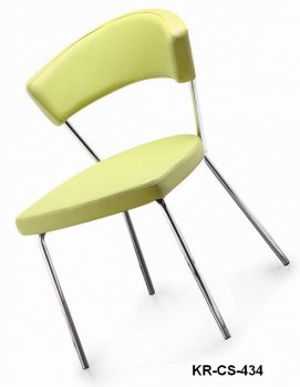 Set of 4 Green Bicast Modern Dining Chairs w/Chromed Frame [GRDC-KR-CS434-Green]