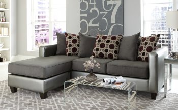 3003 Sectional Sofa in Pewter Bi Cast & Gray Microfiber [EGSS-3003]