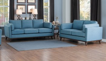 Bedos Sofa & Loveseat Set 8289BU in Blue by Homelegance [HES-8289BU-Bedos Set]