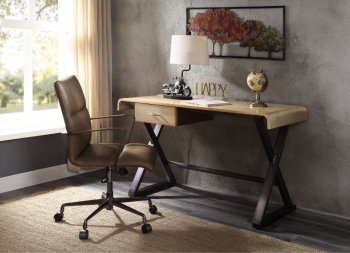 Danton Desk 92424 in Gold Aluminum by Acme w/Optional Chair [AMOD-92424 Danton]