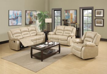 9173 Reclining Sofa in Cream Bonded Leather w/Options [EGS-9173]