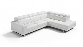 Augusto Large Sectional Sofa in White Leather by Whiteline [WLSS-Augusto Large White]