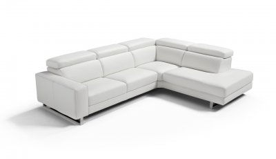 Augusto Large Sectional Sofa in White Leather by Whiteline