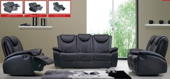 Black Leather Living Room with Recliner Seats [EFS-33 Black]