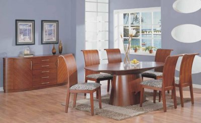 Brown Matte Finish Dining Set With Oval Shape Table