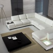 T35 White Bonded or Half Leather Sectional Sofa w/ Side Light