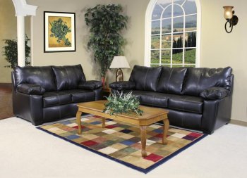 Black Leather-Look Fabric Modern Sofa & Loveseat Set w/Options [CHFS-AC-184-29600-AvantiBlack]