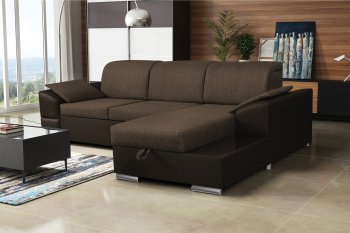 Marcel Sectional Sofa in Brown Fabric by Skyler Design [SKSS-Marcel-Brown]